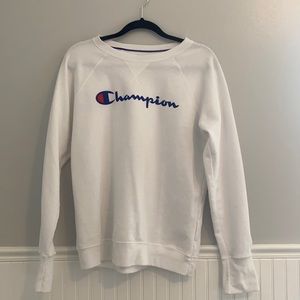 White Champion crew neck.